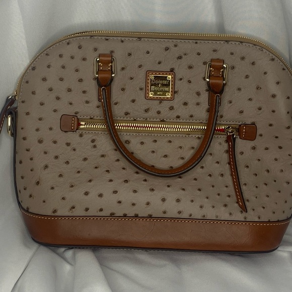 Dooney & Bourke Ostrich Domed Zip Satchel - Picture 2 of 11